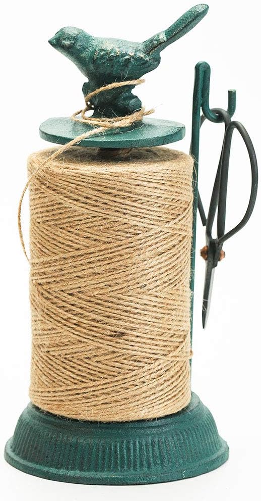 Sungmor Cast Iron Garden Twine Holder Set - 1300ft. Natural Jute Twine String & Rope Rack & Scissors - Decorative & Practical Home Arts Crafts Tools for Picture Display Gift Wrapping Packing Gardening-VerdiqueGarden