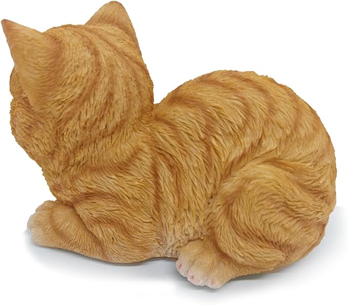 Sleeping Orange Tabby Cat Garden Statue Decor, Resin Realistic Sculptures Gift for Cat Lovers, Pet Memorial Stones for Loss of Pet, Kitty Figurine Art Decoration for Gardens, Patios and Lawns-VerdiqueGarden
