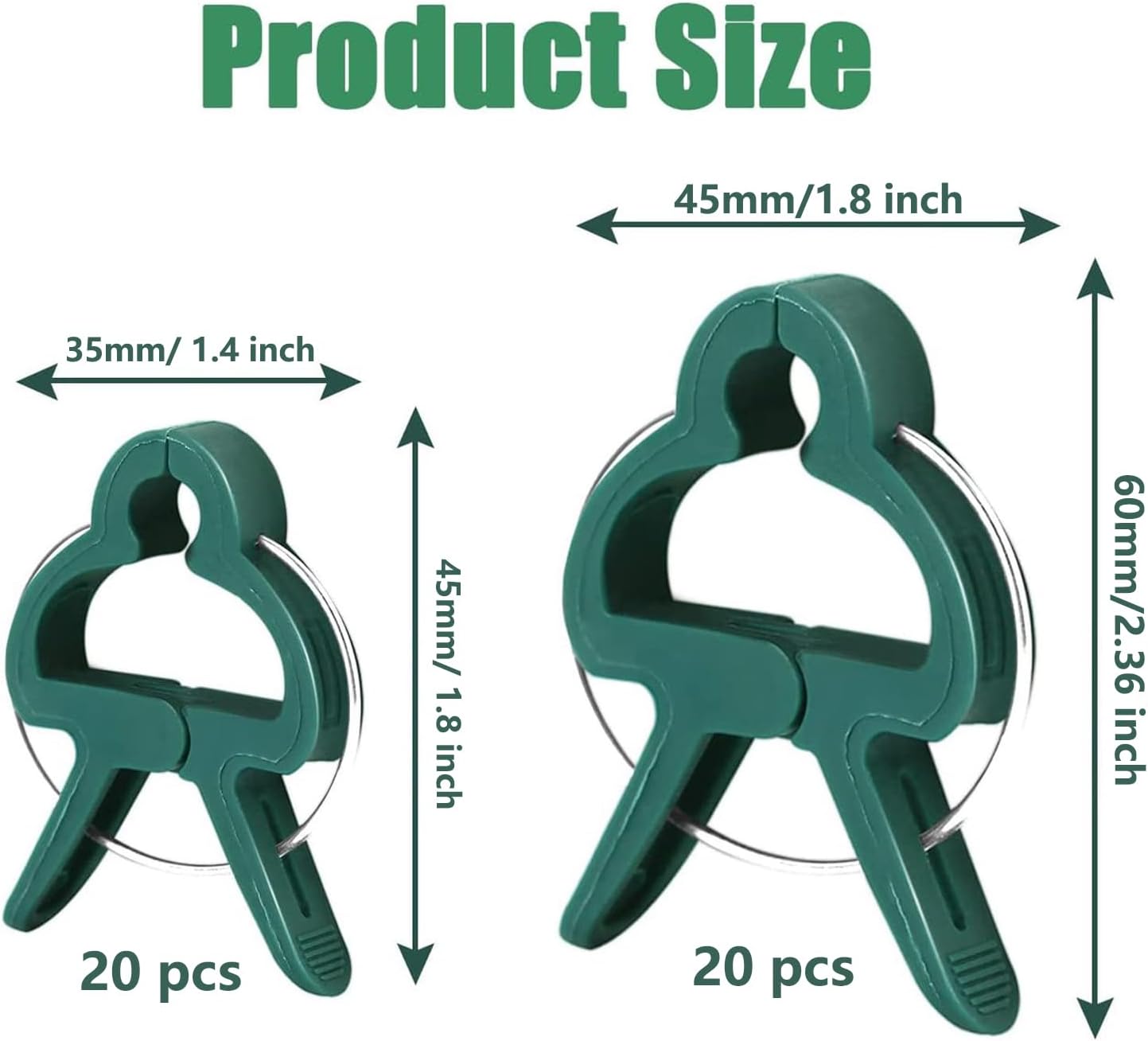40Pcs Plant Clip Garden Clip Plant 2 Size Reusable Tomato Clip,Multi-Purpose Plant Rattan Clip Rose,Sturdy Cucumber Orchid Clip Plant Support Adjustable Clip Green (20 Large + 20 Small)-VerdiqueGarden