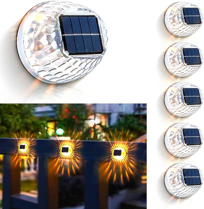 Solar Atmosphere Lights for Outside, IPX4 Waterproof Decor, Warm Light for Backyard/Railing/Step/Patio/Stair Railings and Wall (6 Pack)-VerdiqueGarden