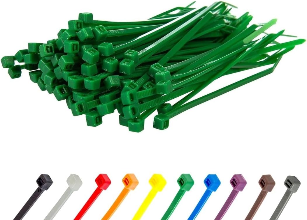 GTSE 6 Inch Green Zip Ties, 100 Pack, 40lb Strength, UV Resistant Strong Nylon Cable Ties, Self-Locking 6" Tie Wraps-VerdiqueGarden