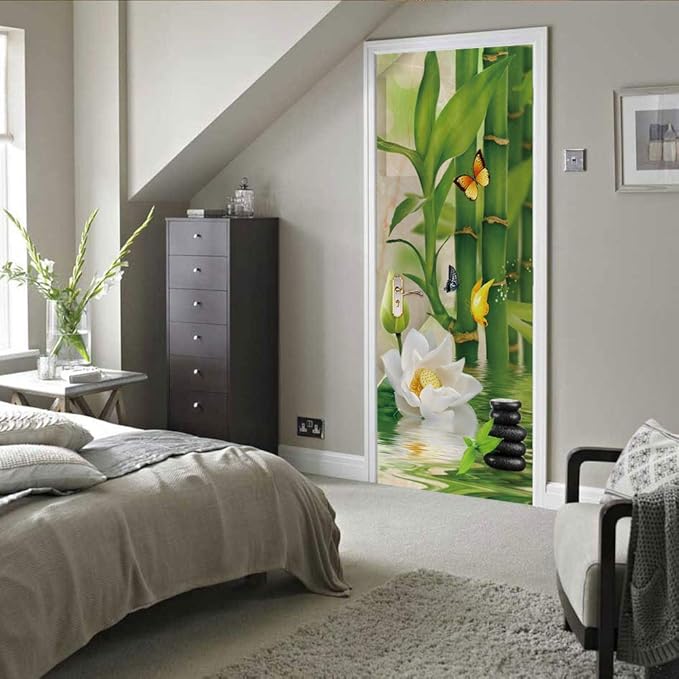 3D Peel and Stick Wall Murals - Bamboo - Self-Adhesive Removable PVC Waterproof Door Poster for Bedroom Living Room 31.5" x 78.7"-VerdiqueGarden