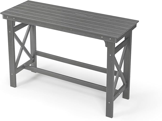 41" Outdoor Bar Table, HDPE Adirondack Outdoor Bar Table, All Weather Outside Bar Counter Height Tables Balcony Furniture, HDPE Patio Bar Tables for Bistro, Deck, Porch, Poolside, Smoke Gray-VerdiqueGarden