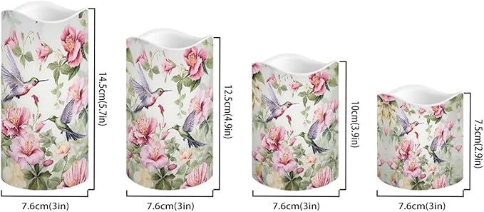 Ystardream Hummingbird Flower Flameless Candles with Remote Battery Operated Candles Elegant Realistic LED Candles with Remote and Timer Set of 4 for Valentines Home Wedding Birthdays-VerdiqueGarden