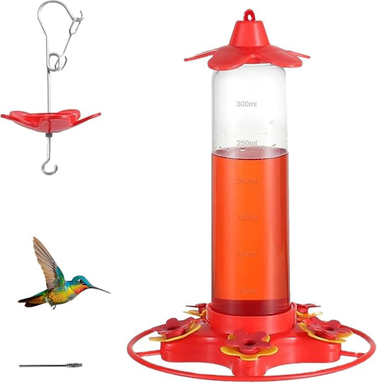 Hummingbird Feeders for Outdoors Hanging - 5 Feeding Ports 320 ml Plastic Hummingbird Feeder, Bee-Proof Leak-Proof No Drip, Easy to Clean with Cleaning Brush-VerdiqueGarden