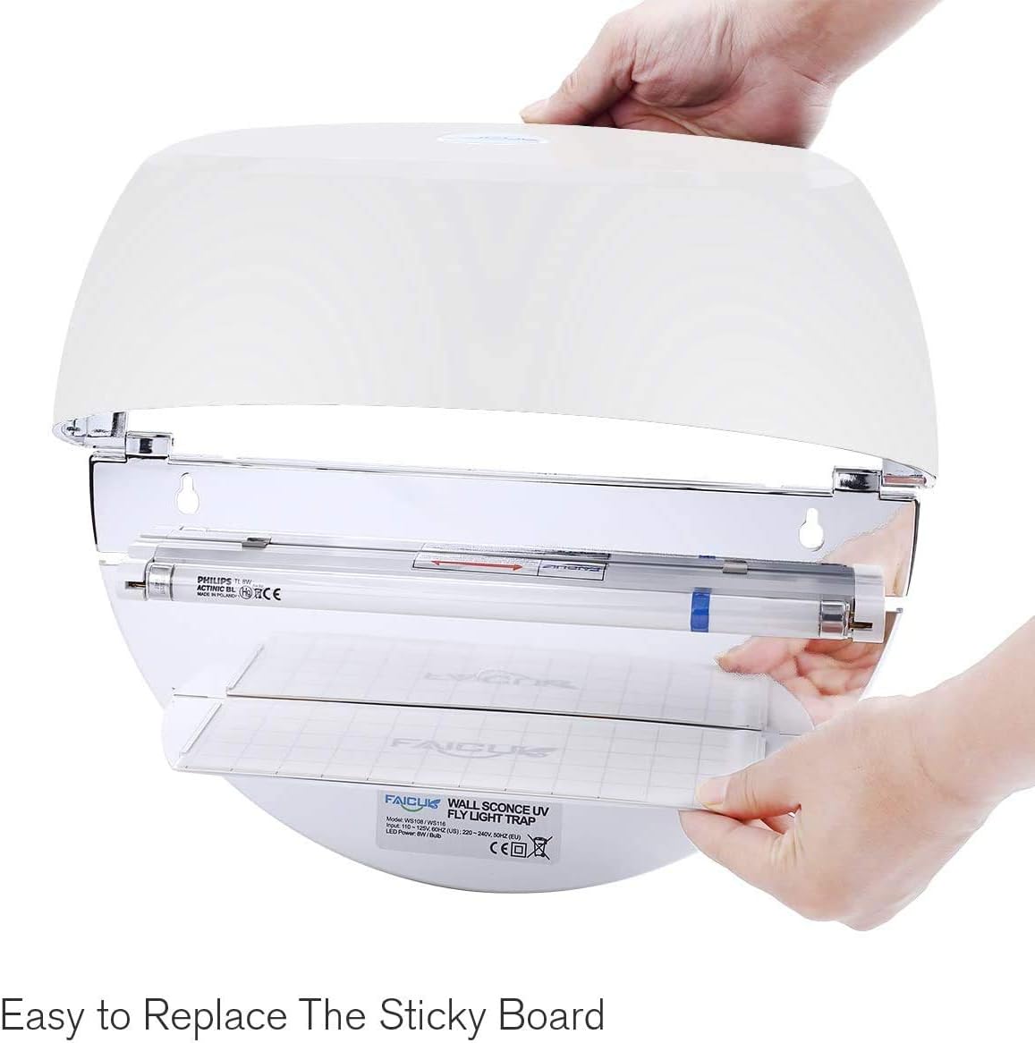 Faicuk WS108 Wall Sconce Fly Light Trap for Capturing Flies, Moths, Gnats, Mosquitos and Other Flying Insects - 13"x7.5"x5.5"-VerdiqueGarden