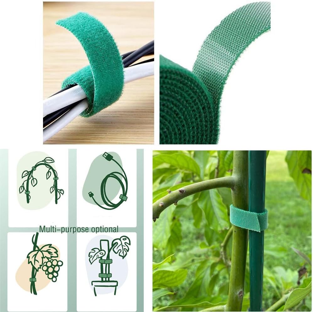 Plant Tape, 32 Ft Green Garden Tape, Twist Ties for Plants 13/16", Plant Supports, Garden Ties for Climbing Plants, Plant Twist Tie for Plant Gardening, Home, Office-VerdiqueGarden