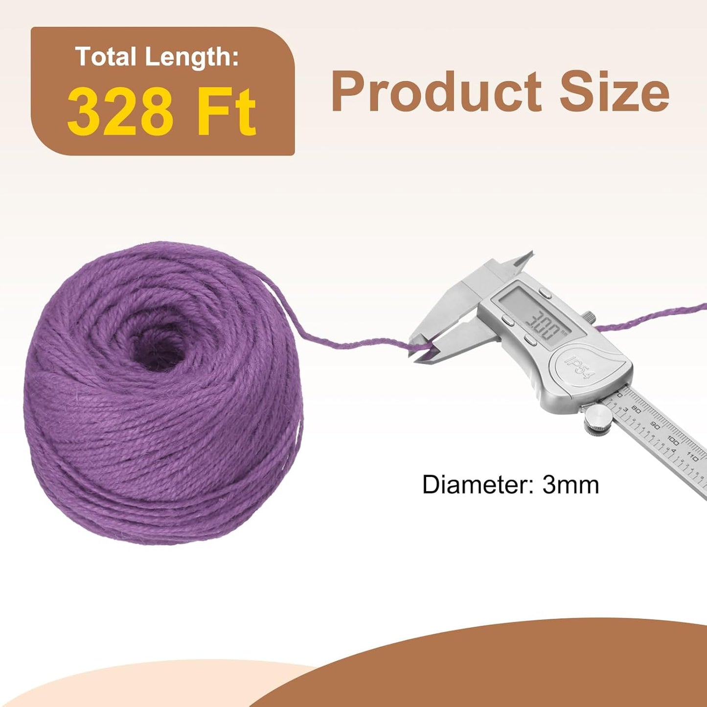uxcell 328 Feet Natural Jute Twine String,3mm Thin Garden Twine Rope Colored Plant String Cord for DIY Art Crafts Gift Wrapping Decoration Packing Gardening Plant Hanger,Light Purple-VerdiqueGarden