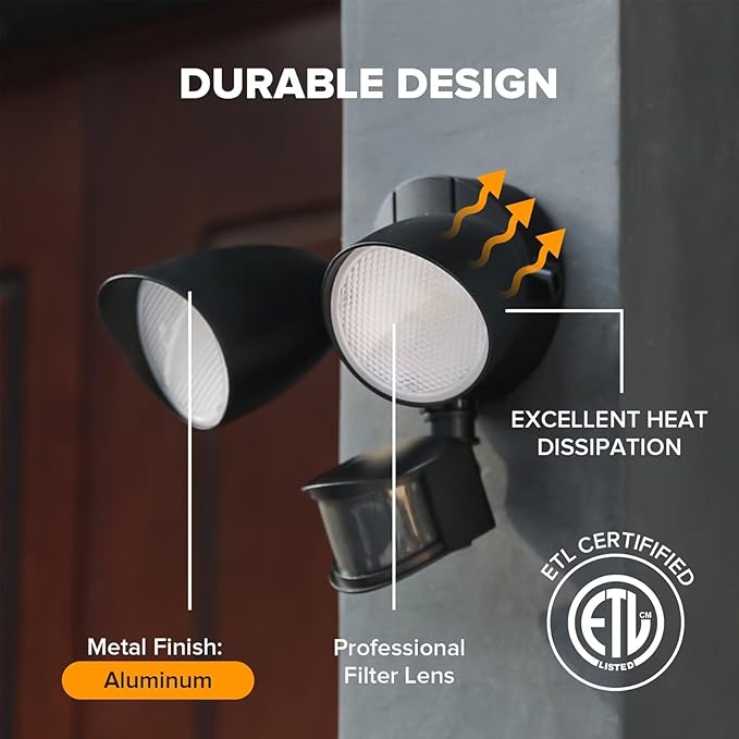 UME 2 Pack 32W 3500 Lumen LED Security Lights Motion Sensor Light Outdoor, 5000K Daylight, IP65 Waterproof, Dusk to Dawn, Motion Detector Flood Light for Garage, Yard, Porch-Black-VerdiqueGarden