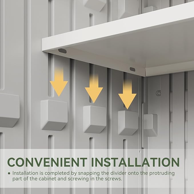 Aoxun 35 Cu.Ft Outdoor Storage Shed with 2 Shelves and Floor, Waterproof Horizontal Resin Cabinet for Trash Cans, Lawn Mowers, Generators, and Garden Tools, White-VerdiqueGarden