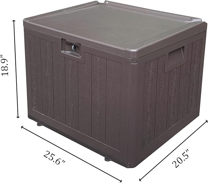 Premium Pro Edition 35 Gallon Lockable Resin Deck Box, Waterproof & UV-Resistant Outdoor Storage Box for Outdoor Storage, Garden Tools & Pool Accessories Storage, Brown-VerdiqueGarden