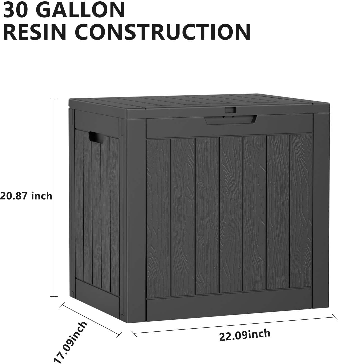 30 Gallon Outdoor Storage Box, UV Resistant Outdoor Storage Box Waterproof, Lockable Resin Deck Box for Garden Tools Equipment and Cushions, Black-VerdiqueGarden