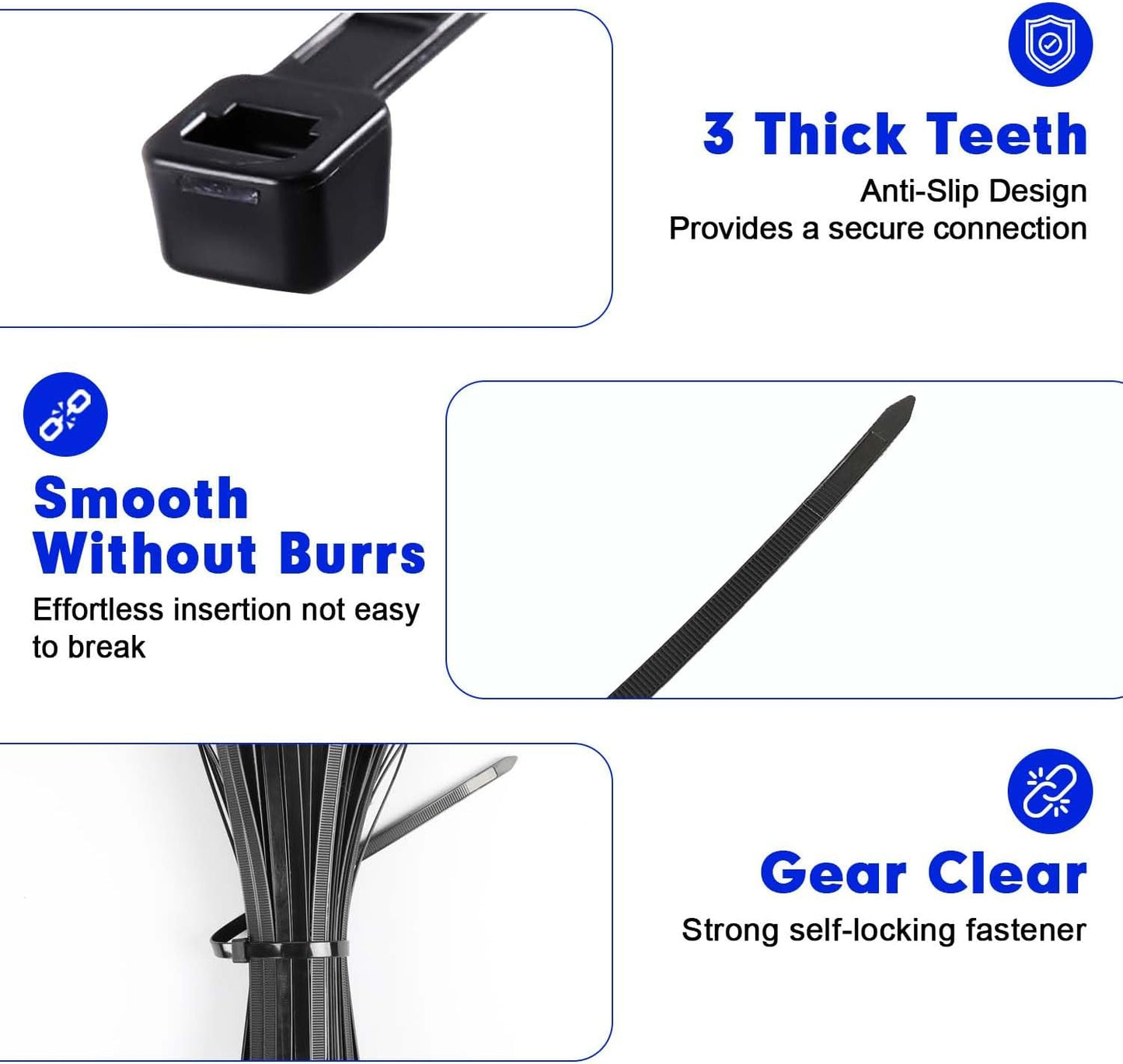 Zip Ties, RAZCC 120 Pack 14 inch Black Cable Ties, Heavy Duty Plastic Wire Ties with 100 lb Tensile Strength, Black Nylon Zip Ties for Indoor and Outdoor-VerdiqueGarden