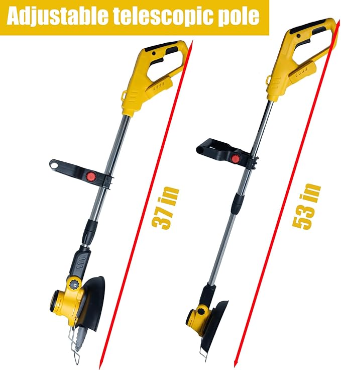 Electric Weed Wacker Cordless for Dewalt 20 V Battery, 4-in-1 Battery-Powered Mower, Lightweight Cordless Weeder for Lawn, Yard and Brush Mowing (Battery Free, Yellow)-VerdiqueGarden