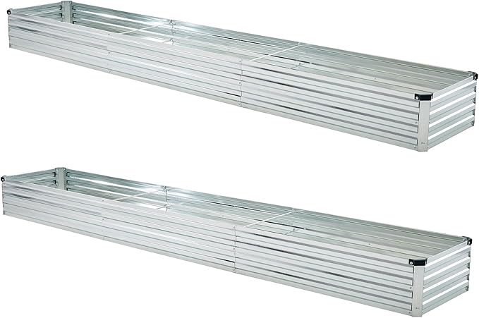 10x2x1ft(2 Pack) Galvanized Raised Garden Bed,Outdoor Planter Box Metal Patio Kit Planting Bed for Vegetables Flowers and Succulents,Silver-VerdiqueGarden