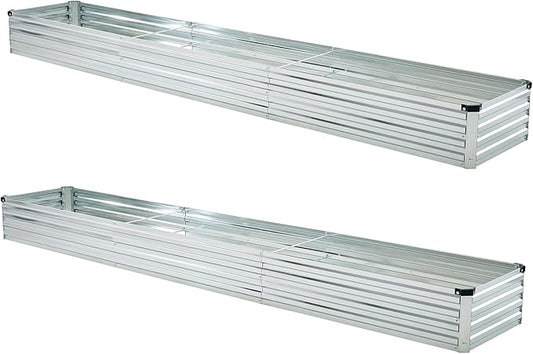10x2x1ft(2 Pack) Galvanized Raised Garden Bed,Outdoor Planter Box Metal Patio Kit Planting Bed for Vegetables Flowers and Succulents,Silver-VerdiqueGarden