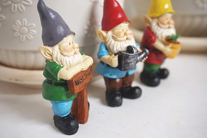 MUAMAX Miniature Gnome Figurines Fairy Gardens Gnomes Accessories Gift for Garden Little Gnomes Small Gnome 3''-VerdiqueGarden