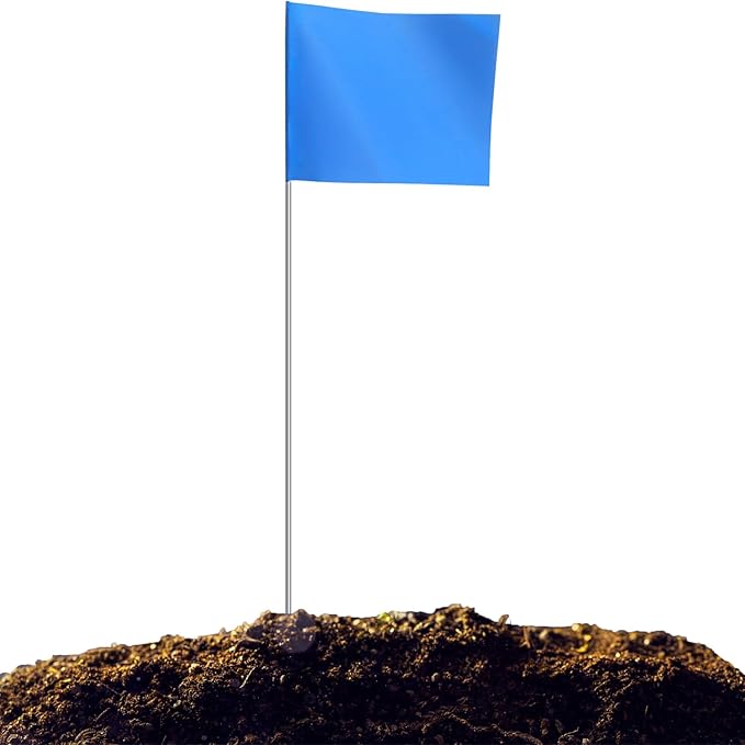 Zozen 50Pack Blue Marking Flags, Writable/15x4x5 Inch, Yard Flags for Lawn & Irrigation & Landscape & Sprinkler & Survey & Dog Training.-VerdiqueGarden