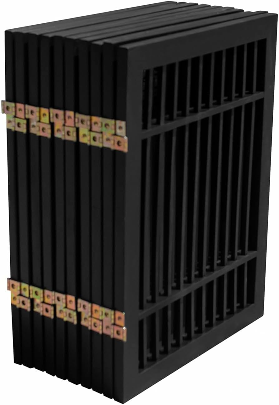 Pet Dog Gate Strong and Durable Freestanding Folding Acacia Hardwood Portable Wooden Fence Indoors or Outdoors by Urnporium (Black Pet Gate, 10 Panel 24" Tall)-VerdiqueGarden