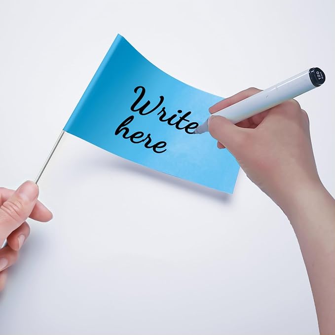 Zozen 50Pack Blue Marking Flags, Writable/15x4x5 Inch, Yard Flags for Lawn & Irrigation & Landscape & Sprinkler & Survey & Dog Training.-VerdiqueGarden