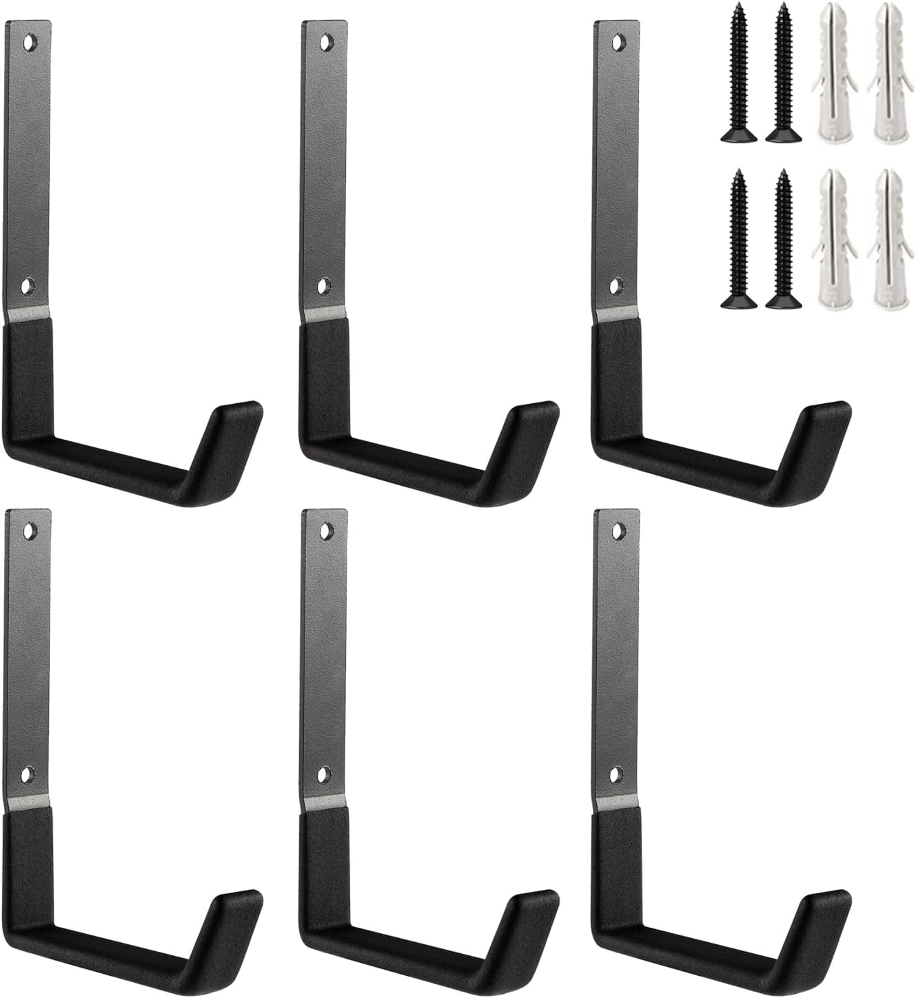 Heavy Duty Wall Mount Hooks, Utility Hooks - Large Steel U Hooks (6 Pack) for Tools, Hoses, Garden & Garage Organization-VerdiqueGarden