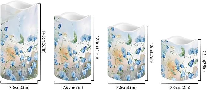 Ystardream Blue Flower Led Flameless Candles Valentine's Day Decorations Electric Christmas Candles for Windows,Unscented,Safe for Families with Pet(s) or Young Child(ren)-VerdiqueGarden