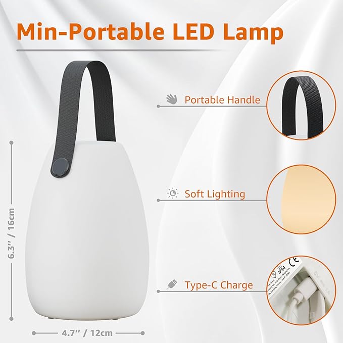 uuffoo 2 Pack Portable Outdoor Table Lamp, Dimmable Cordless Lamp with Remote and 7 RGB Colors IP44 Waterproof Hanging Lamp Indoor/Outdoor Night Lamp Lantern for Bedroom Garden Dining Camping-VerdiqueGarden