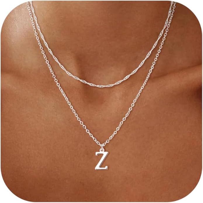 14K Gold Plated Initial Necklaces for Women Dainty Layered Letter Pendant Necklace Cute Choker Necklace Gift Trendy Stuff Personalized Jewelry Stack for Women Her