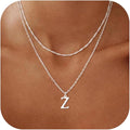 14K Gold Plated Initial Necklaces for Women Dainty Layered Letter Pendant Necklace Cute Choker Necklace Gift Trendy Stuff Personalized Jewelry Stack for Women Her