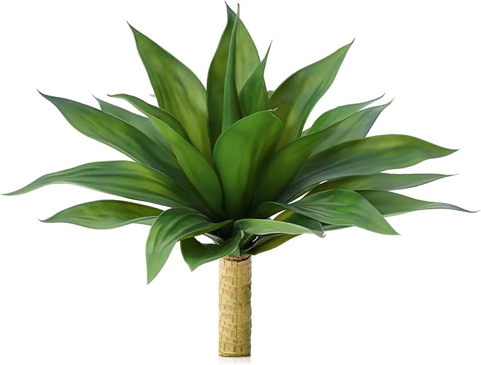 Artificial Plants Outdoor,UV-Resistant Fake Agave Succulent Plant 23 Inch Medium Size Faux Succulents Stems for Indoor Realistic & Natural Home Decor Plants for Office Housewarming-VerdiqueGarden
