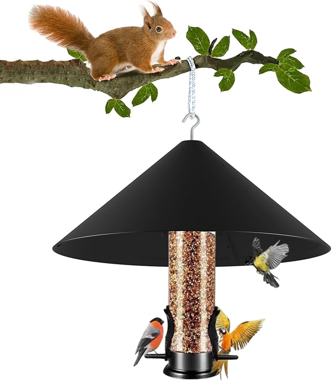 19 Inch Metal Squirrel Baffle for Bird Feeder, Squirrel Proof for Hanging Bird Feeder, Outdoor Bird Feeder Cover, Hummingbird Feeder Umbrella, Rust Chew Proof Heavy Duty-VerdiqueGarden