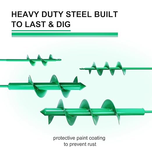 4 Pack Garden Ground Earth Spiral Drill Bit for 3/8" Hex Drive Drill, Auger Drill Bits for Bulbs Planting, Hole Digger Flowers,Bedding Digging Plant Rapid Planter Tool-VerdiqueGarden