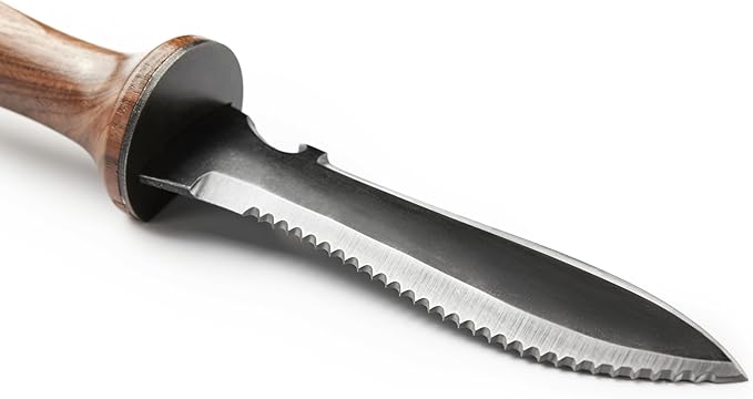 Hori Hori Garden Knife, Traditional Japanese Weeding Tool with ergonomic wooden handle. Large 7'inch blade with case. (Standard blade)-VerdiqueGarden