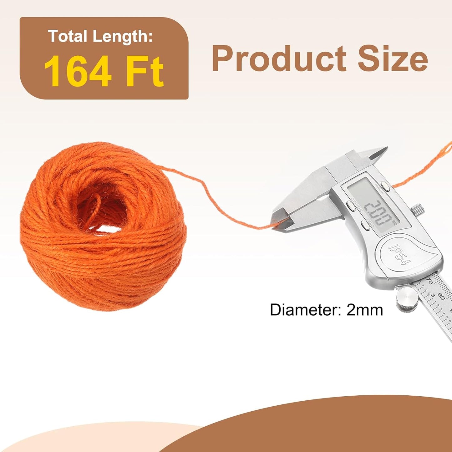 uxcell 164 Feet Natural Jute Twine String,2mm Thin Garden Twine Rope Colored Plant String Cord for DIY Art Crafts Gift Wrapping Decoration Packing Gardening Plant Hanger,Orange-VerdiqueGarden