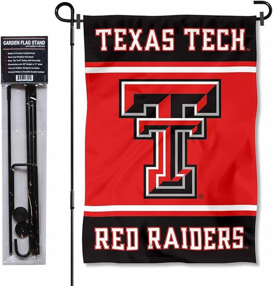College Flags & Banners Co. Texas Tech Red Raiders Garden Flag with Stand Holder-VerdiqueGarden
