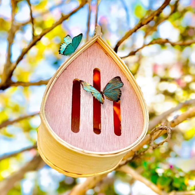 Pollinating Palace-Wooden Hanging Butterfly House, Natural Habitat to Attract Butterflies to Your Garden and Yard-VerdiqueGarden