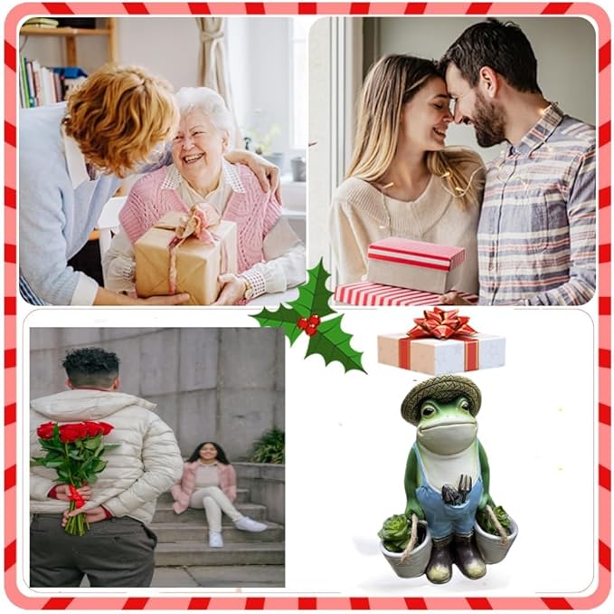 Frog Garden Decor, Frogs Garden Statue for Yard, Outdoor Statues for Garden，for Yard Art Lawn Ornaments Porch Patio Balcony Home House - Birthday Gifts for Grandma Mom Women and Housewarming GifT-VerdiqueGarden