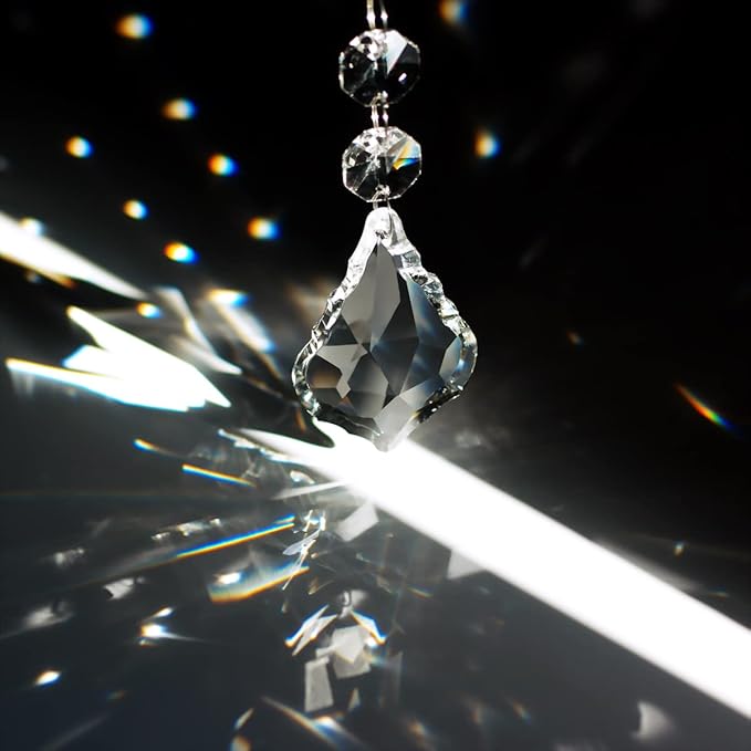 Maple Leaf 20pcs Crystal Chandelier Prisms Replacement Pendant Parts, 38mm Hanging Crystals Beads for Chandelier Wedding Decoration Clear-VerdiqueGarden