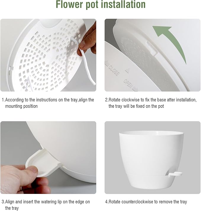 10/9/8 inch Medium Self Watering Pots, Plant Pots with Mesh Drainage Holes for Indoor Outdoor Garden Plants, Flower Pots with Removable Reservoir, Set of 3 Plastic Planters, White-VerdiqueGarden