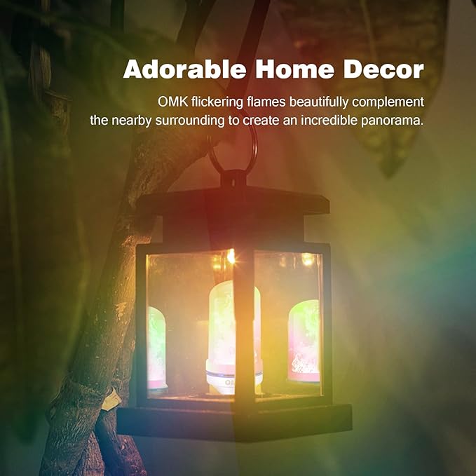 OMK LED Flame Effect Fire Light Bulbs (2 Pack), Flame Christmas Decor 4 Modes Flickering Fire Simulated Lamps, E26 Base Energy Efficient LED Bulb for Indoor/Outdoor Holiday-VerdiqueGarden