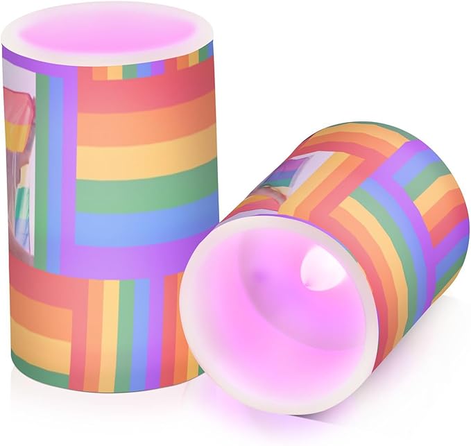 Vdsrup Flameless Candles Set of 2 LGBT Custom LED Candles with Timer Battery Operated Personalized Candle Lights Flickering with Remote for Home Bedroom Decor-VerdiqueGarden