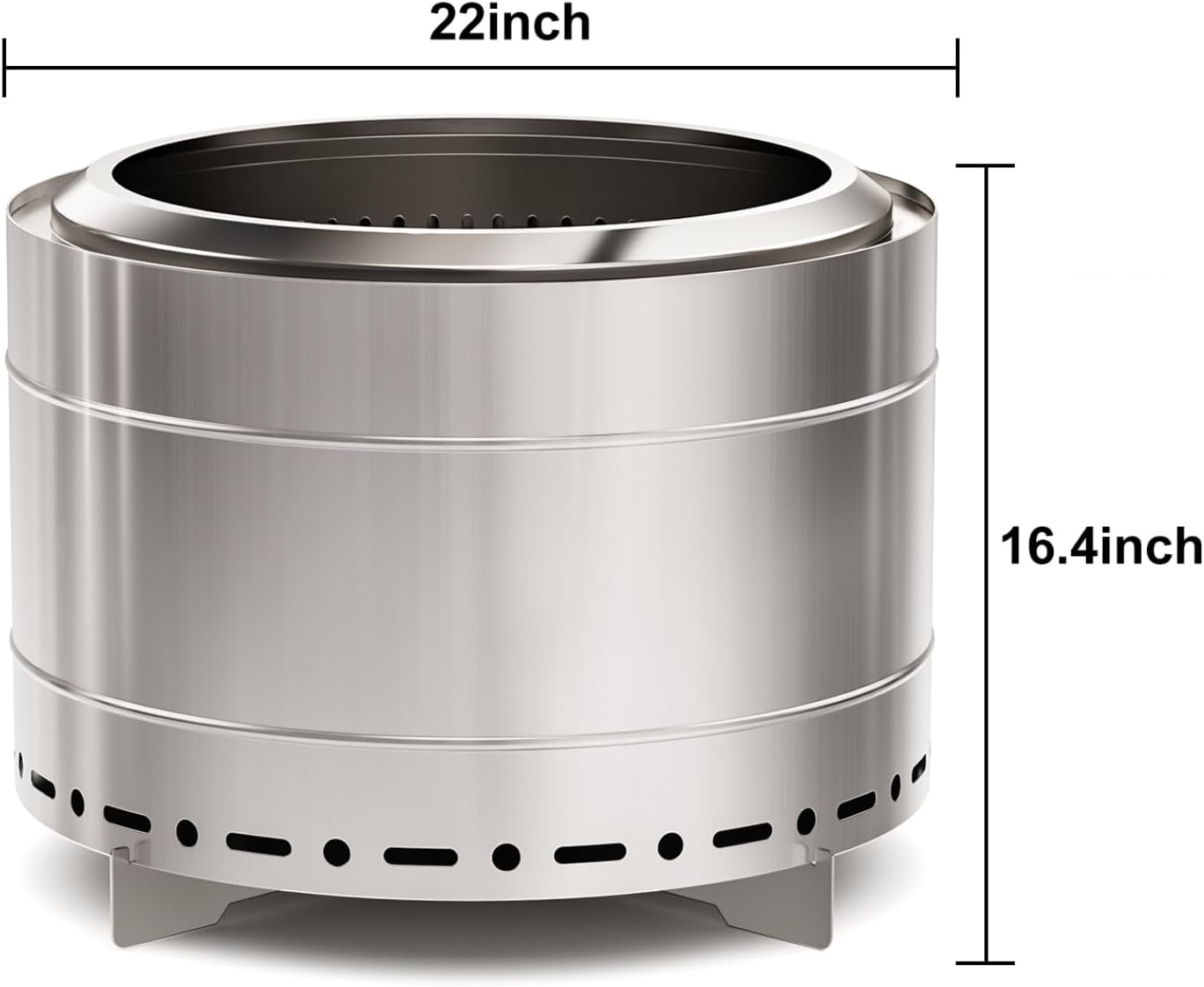 22 inch Smokeless Fire Pit with Carry Bag, Stainless Steel Outdoor Smokeless Firepit, Wood Burning Fire Pits for Camping, Bonfire,Low Smoke Firepit for Outside(Silver)-VerdiqueGarden