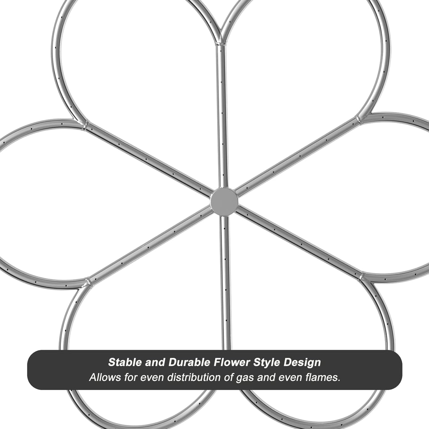 Skyflame 36-Inch Fire Pit Burner, 304 Stainless Steel Flower-Shape Burner Ring for Fire Pit, Natural Gas & Propane Fireplace, Max BTU 443K-VerdiqueGarden