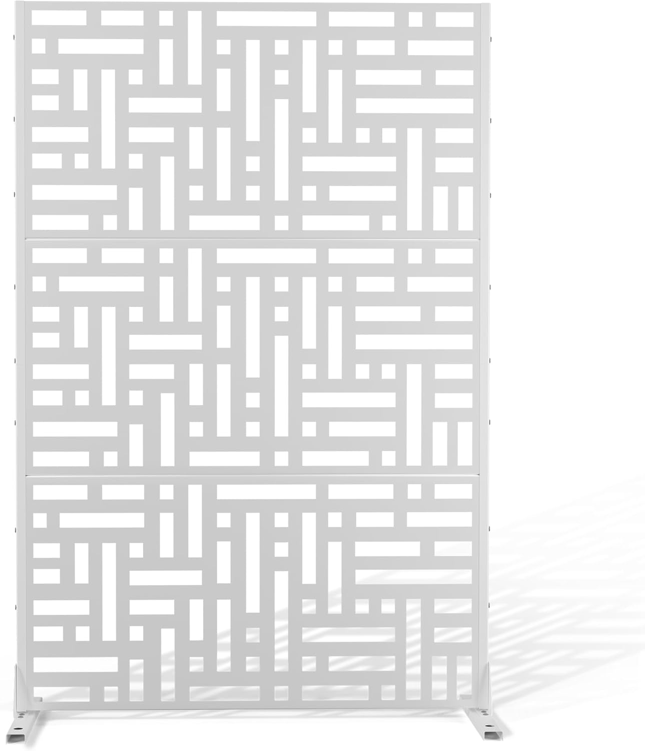 Metal Privacy Screen Outdoor 72" H×47" W,Freestanding Decorative Privacy Screen for Balcony Yard&Garden,Privacy Fence-White&Street-VerdiqueGarden