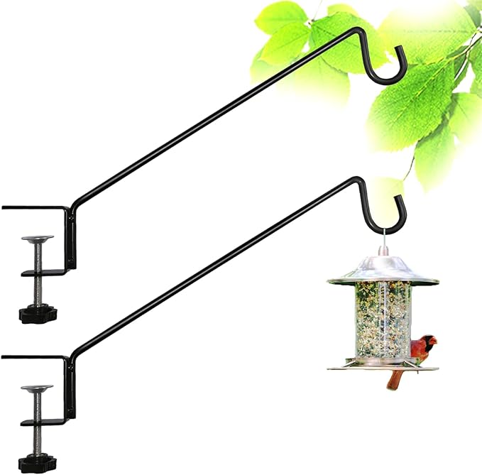 Heavy Duty Deck Bird Feeder Hanger Hook for Railing 13 Inch 2 Pack for Bird Feeders,Planters,Plants Flower Suet Baskets,Lanterns,Wind Chimes Holiday Decoration (2 Pack)-VerdiqueGarden