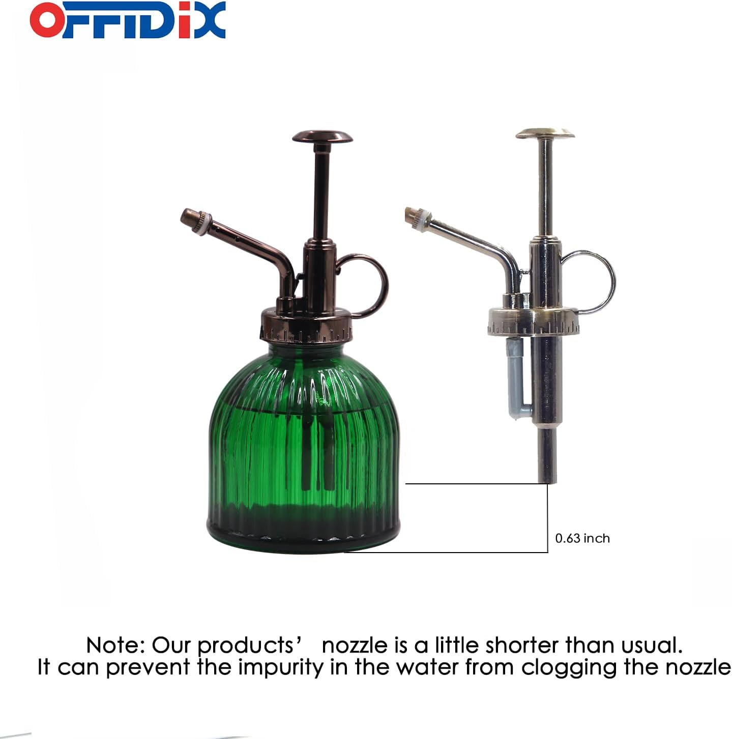 OFFIDIX Plant Mister Spray Bottle Glass Mister for Inside 6.3" Tall Vintage Style with Bronze Plastic Top Pump One Hand Watering Can for Indoor Potted Plants Terrariums Green-VerdiqueGarden