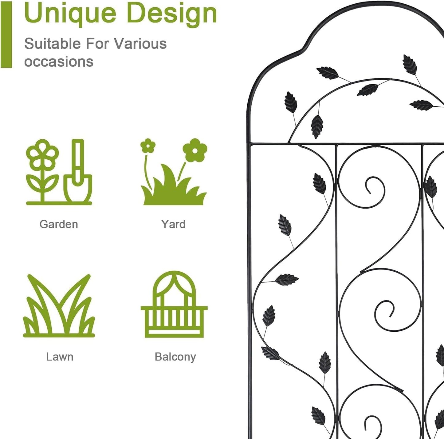 hogardeck 4 Packs 84 * 19 inch Metal Garden Trellis for Climbing Plants Outdoor,Heavy Duty,Black Coating Rustproof Trellis for Rose, Vegetable, Flowers, Expandable,Perfect for Training Climbing Plants-VerdiqueGarden