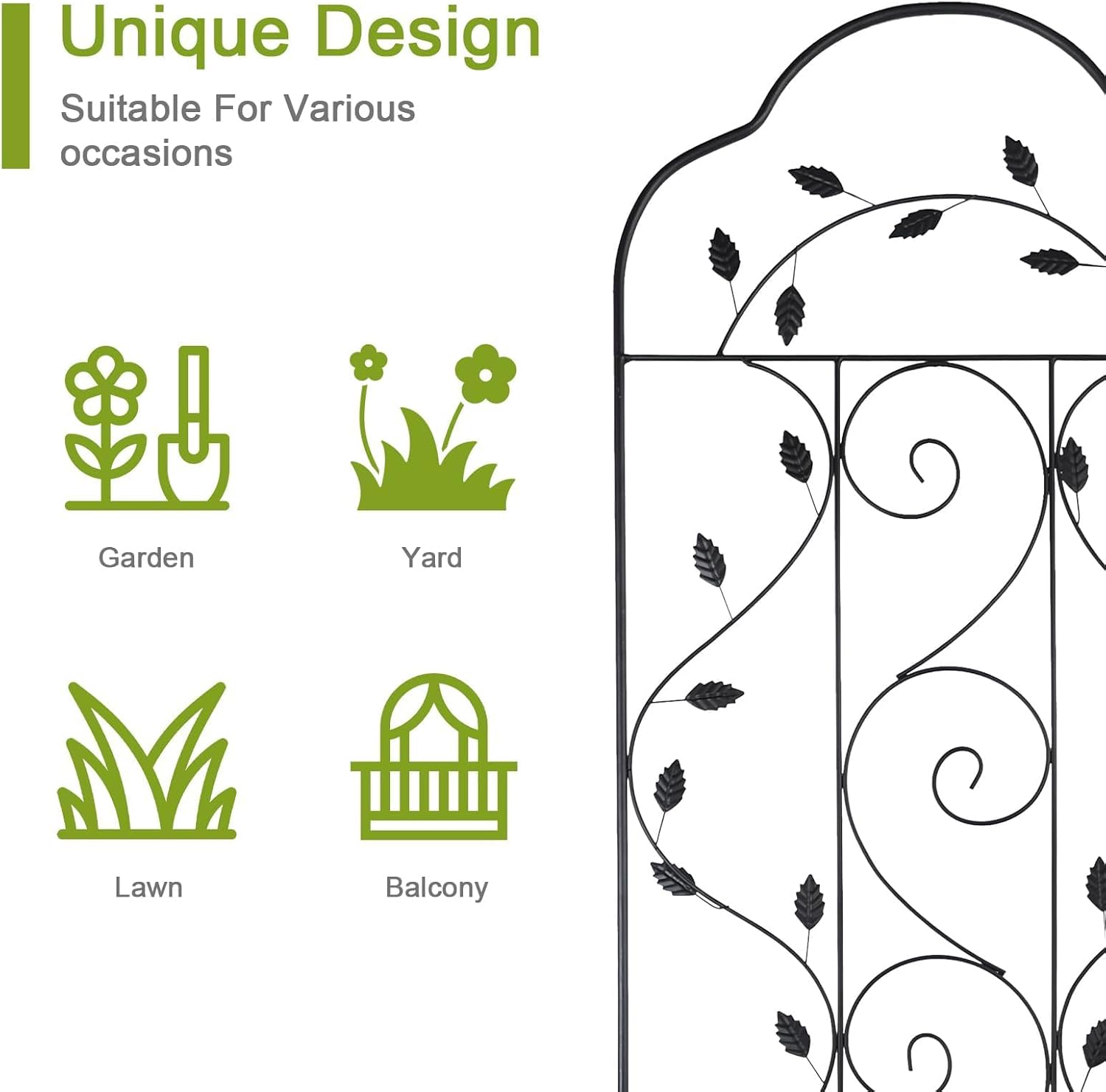 hogardeck 4 Packs 84 * 19 inch Metal Garden Trellis for Climbing Plants Outdoor,Heavy Duty,Black Coating Rustproof Trellis for Rose, Vegetable, Flowers, Expandable,Perfect for Training Climbing Plants-VerdiqueGarden