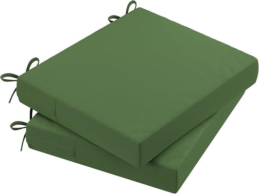 AAAAAcessories Outdoor Seat Cushions for Chairs, Waterproof, Fade-Resistant Patio Furniture Replacement Cushions, 20" x 18" x 3", Set of 2, Dark Moss Green-VerdiqueGarden