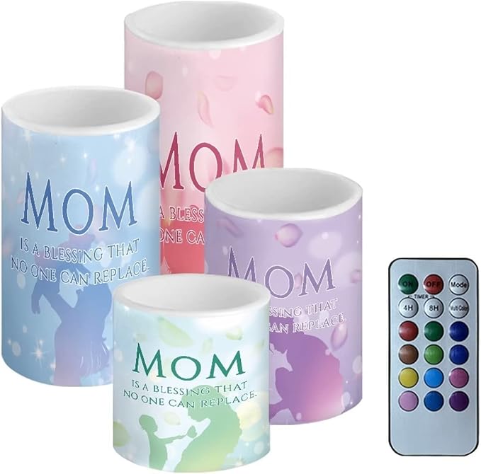 Mother's Day Colorful Flameless Candles Battery Powered with Multicolor Timer Remote Control Everlasting Fake Candles for Party Garden Indoor Outdoor Mother's Day Party Decor for Mom-VerdiqueGarden